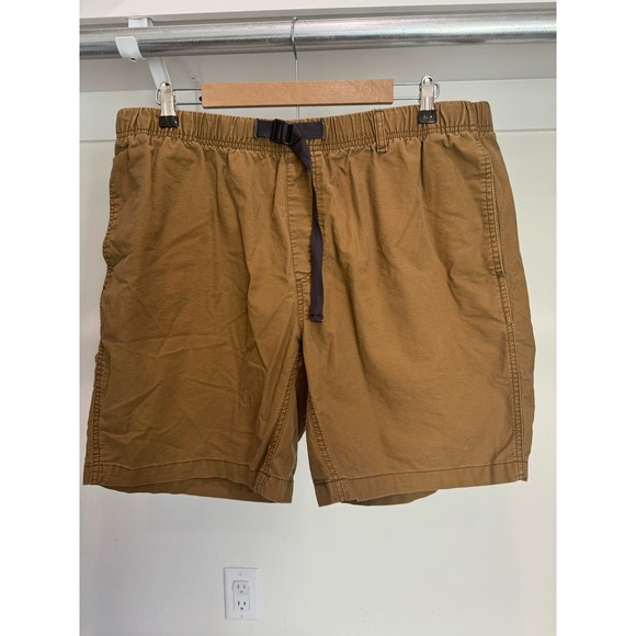 Eddie Bauer Men's Shorts Brown Canvas Black Belt‎ Snap Size 2XL XXL - Picture 1 of 7